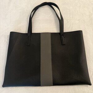 Vince Camuto Colorblock Black & Gray Pebbled Leather Tote Laptop Bag Purse
